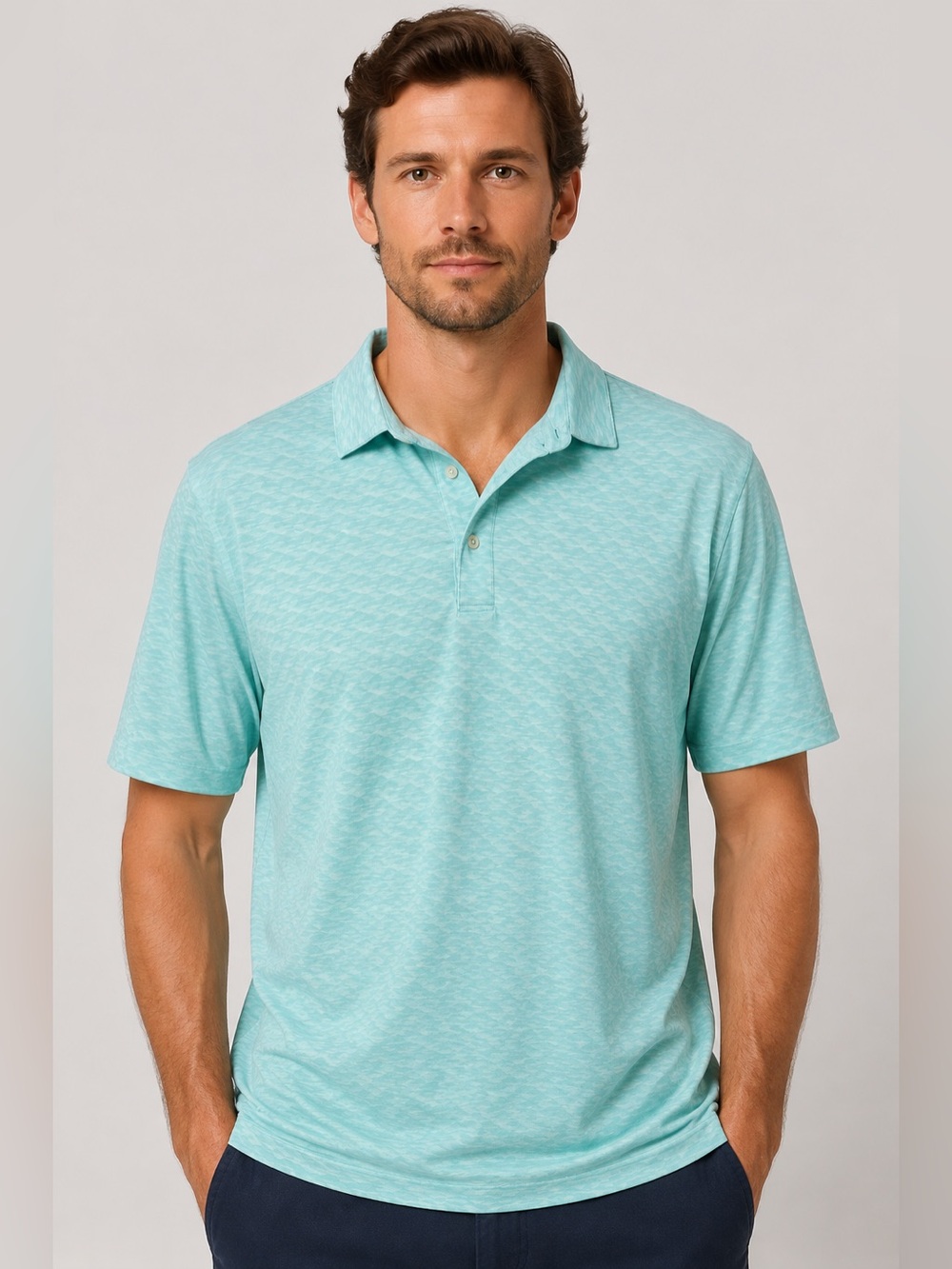 Men's Aqua Heather Polo Shirt - Soft Breathable Performance Polo